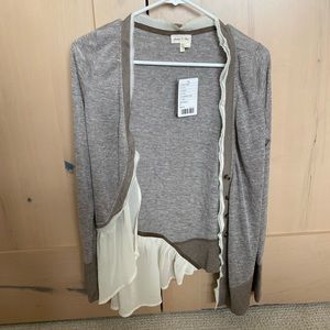 Meadow Rue Anthropologie Brown/Cream Sweater Cardigan NWT